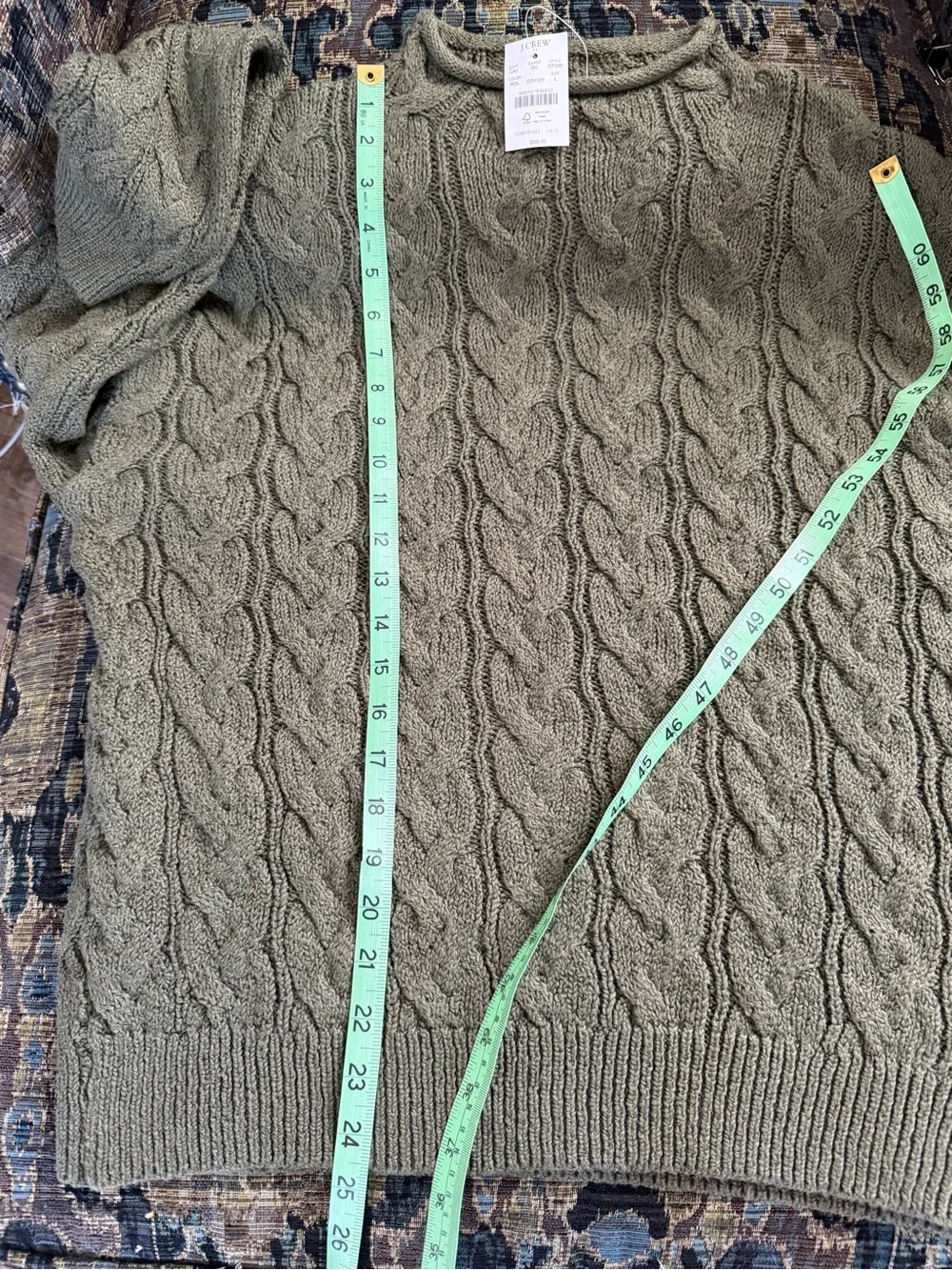 J.Crew Factory Cable Knit Roll Neck Sweater Forest Green NWT Large